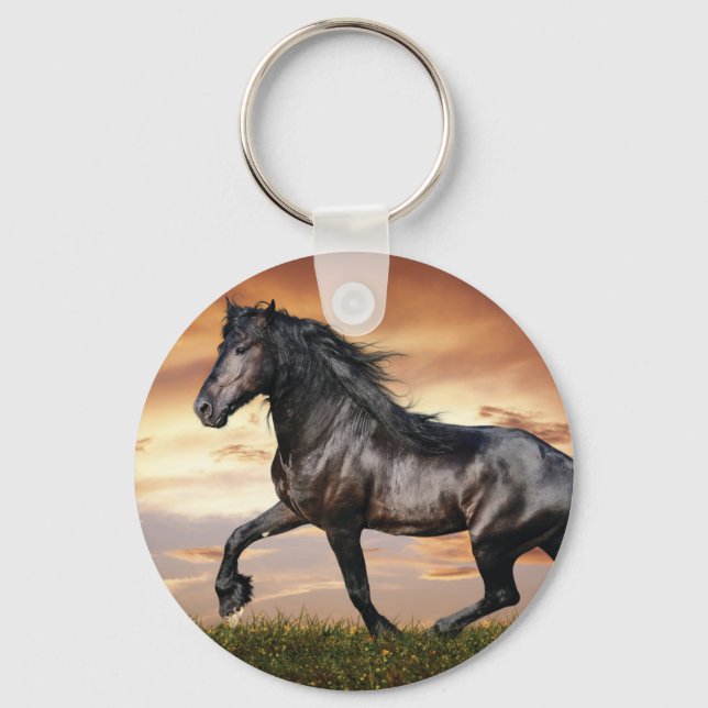Porte-clés Beau Cheval Noir (Recto)