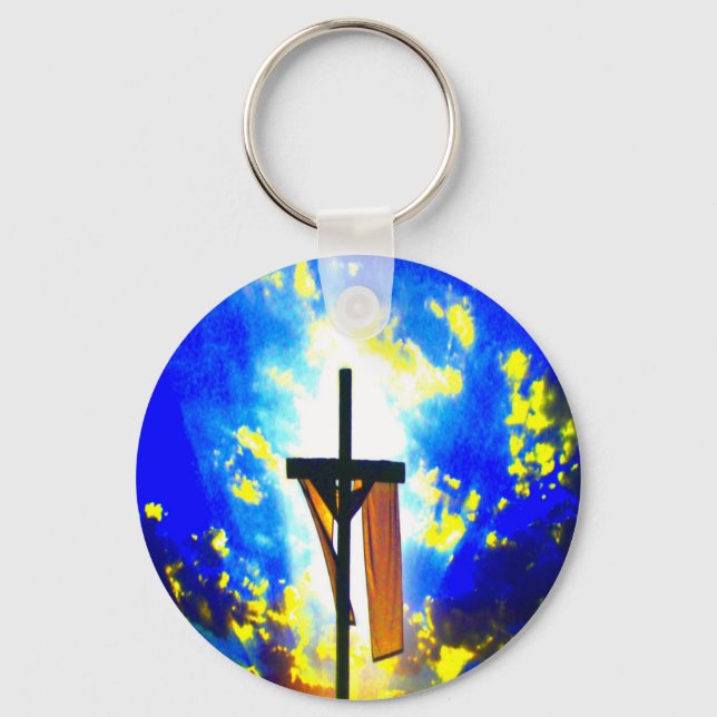 Porte-clés Beau ciel bleu croix et jaune (Recto)