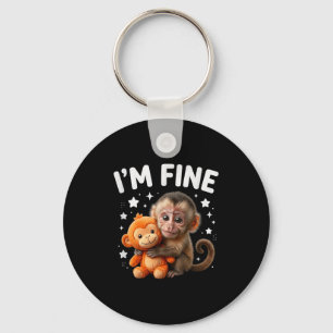 Porte-clés Beau ciel étoilé mignon bébé singe étreinte art sa