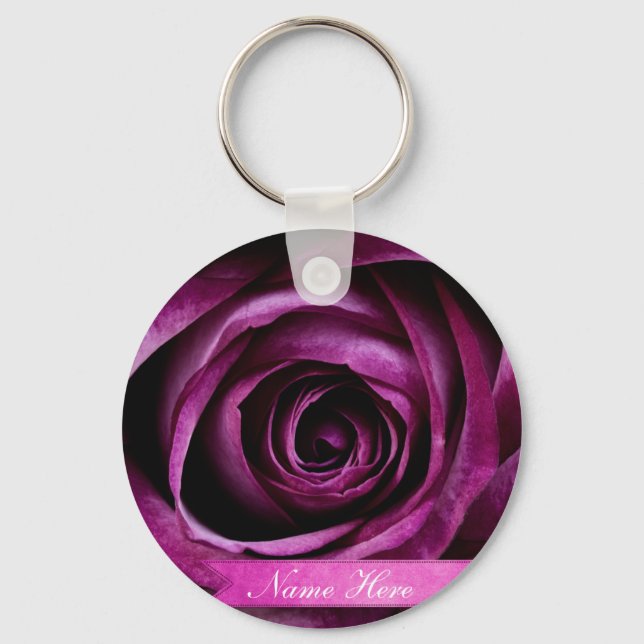 Porte-clés Beau Elégant Rose violet Dramatique avec ruban (Recto)