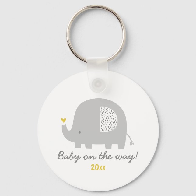 Porte-clés Beau éléphant avec année de naissance (Recto)