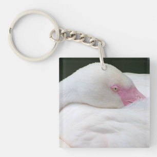 Porte-clés Beau Flamant rose blanc