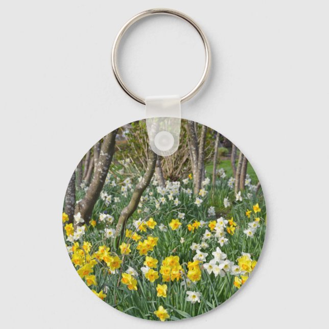 Porte-clés Beau jardin de jonquilles de printemps (Recto)
