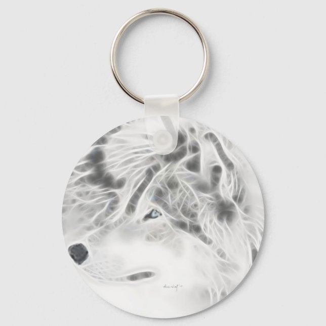 Porte-clés Beau loup d'argent (Recto)