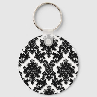 Porte-clés Beau motif Damas noir et blanc
