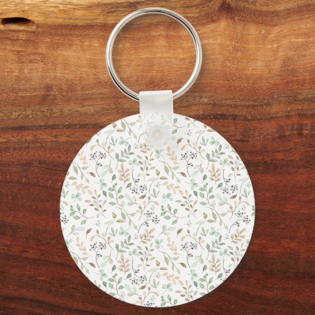 Porte-clés Beau Motif de fleurs vert orange (Recto)