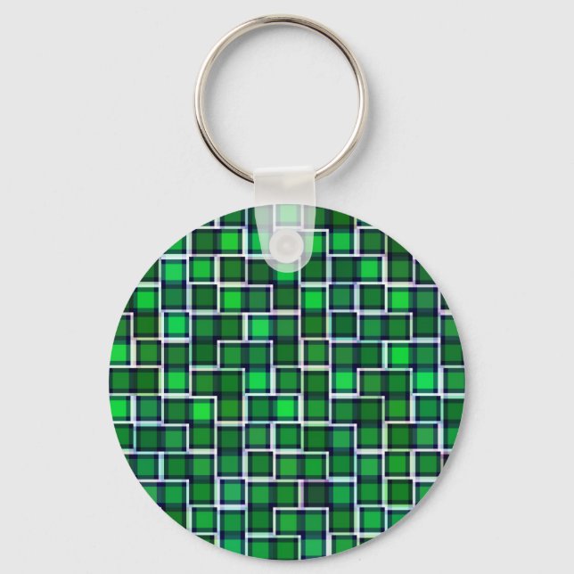 Porte-clés Beau Motif en Carrelage Abstrait en Vert (Recto)