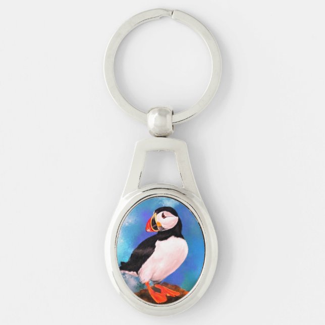 Porte-clés Beau Oiseau de Puffin Atlantique - Peinture (Devant)