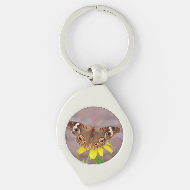 Porte-clés Beau papillon sur fleur jaune  (Devant)