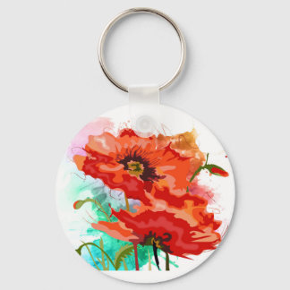 Porte-clés Beau Porte - clé de boutons de fleurs de pavot rou
