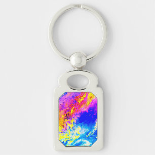 Porte-clés Beau porte - clé en métal de rectangle de temps