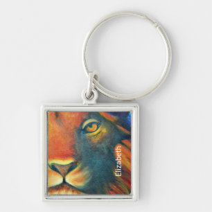 Porte-clés Beau portrait de tête de lion royal et fier
