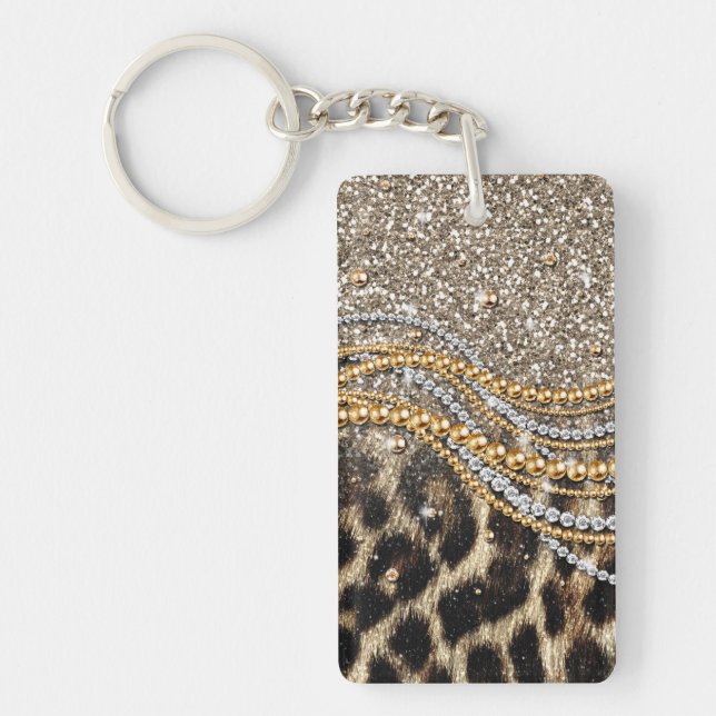 Porte-clés Beau Poster de animal tendance Leopard Faux (Devant)