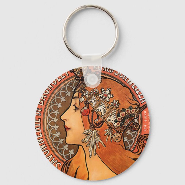 Porte-clés Beau profil femme - Mucha (Recto)