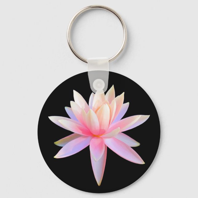 Porte-clés Beau rose Lotus Art Cool tendance Unique (Recto)