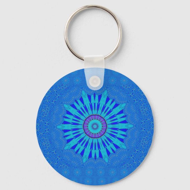 Porte-clés Beau Royal Blue Mandala Art Imprimer (Recto)