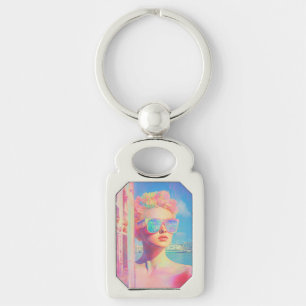 Porte-clés Beauté côtière de Neon avec lunettes de soleil