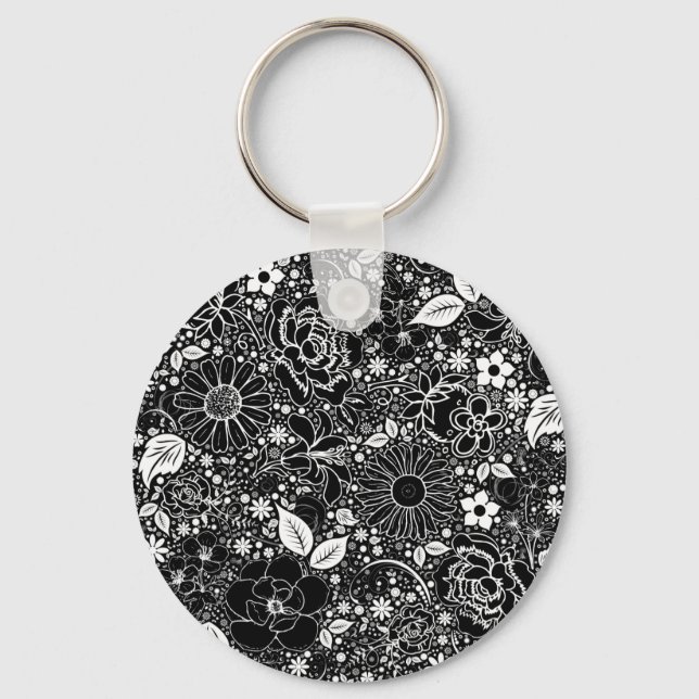 Porte-clés Beautés botaniques Noir et Blanc (Recto)