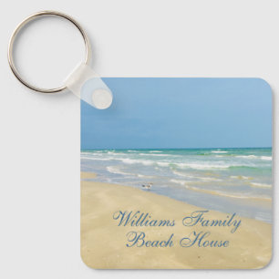 Porte-clés Beautiful Beach House Custom Name Coastal Photo