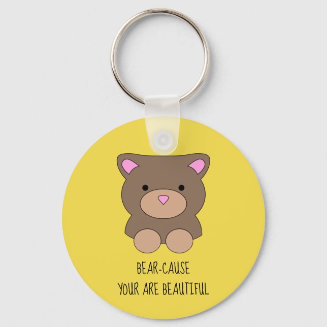 Porte-clés Beautiful Bear Yellow Cute Funny (Recto)