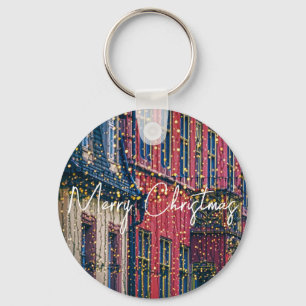 Porte-clés Beaux bâtiments couverts de lumières de Noël