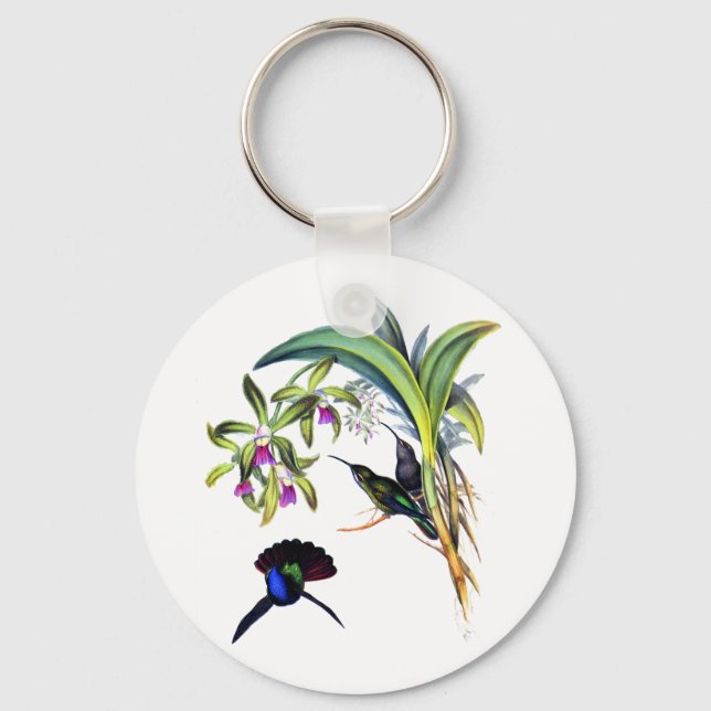 Porte-clés Beaux colibris et orchidées pourpres (Recto)