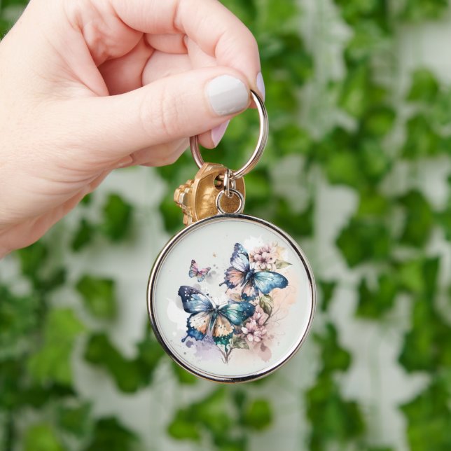 Porte-clés Beaux Papillons et Fleurs (Main)