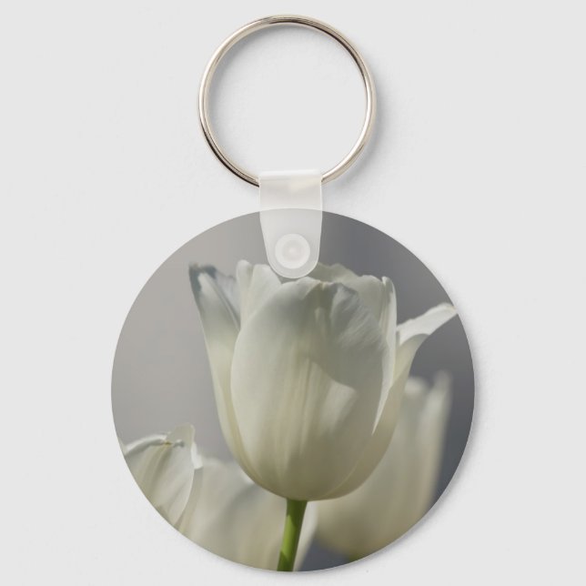 Porte-clés Beaux Tulipes Blancs de Printemps (Recto)
