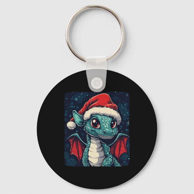 Porte-clés Beaux voeux De Noël D'Un Dragon Festif (Recto)