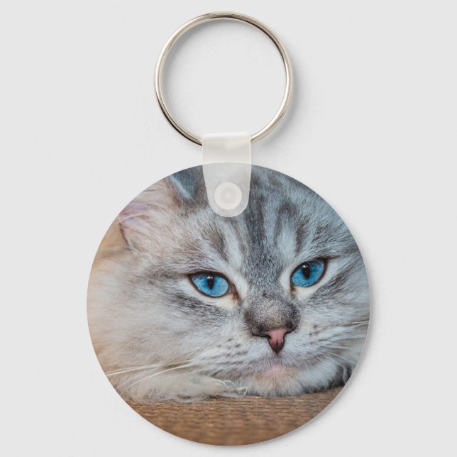 Porte-clés Beaux yeux bleu chat (Recto)