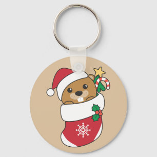 Porte-clés Beaver Christmas Snow Winter Animals Beaver Keycha