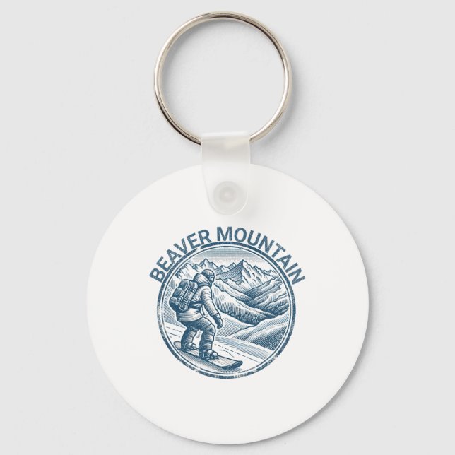 Porte-clés Beaver Mountain Utah Snowboard Snowboard (Recto)