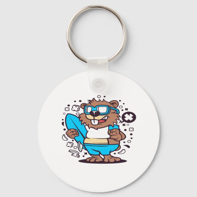 Porte-clés Beaver Surfing (Recto)