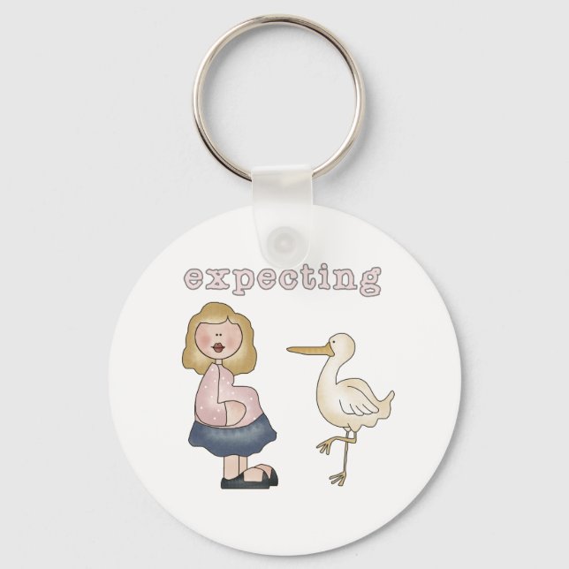 Porte-clés Bébé attendu - T-shirts et cadeaux de cigogne (Recto)