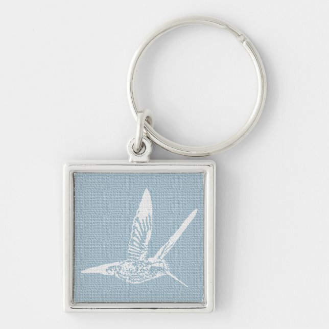 Porte-clés Bébé Bleu et Blanc Élégant Colibri (Devant)