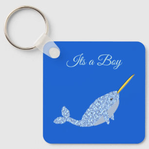 Porte-clés Bébé bleu mignon Garçon Narwhal Papa sera personna