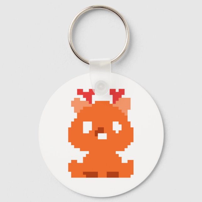 Porte-clés Bébé cerf pixelisé mignon (Recto)