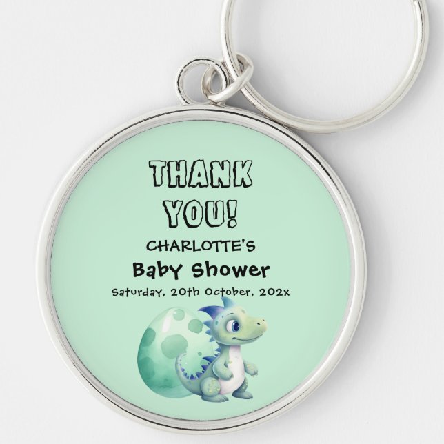 Porte-clés Bébé dinosaure mignon avec sa douche pour bébé œuf (Devant)