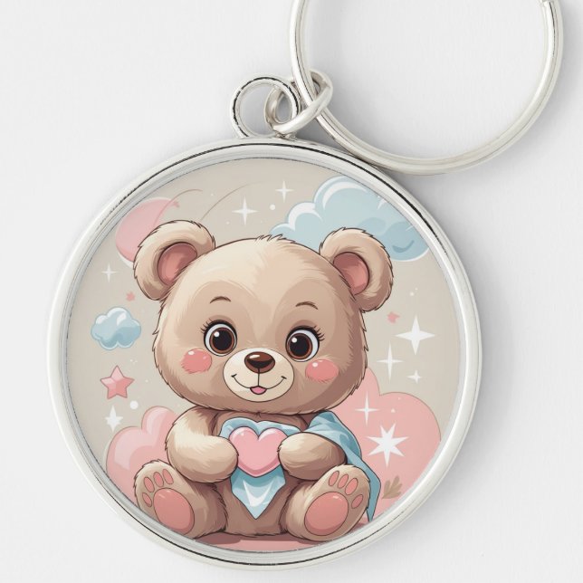 Porte-clés Bébé en peluche adorable - Soft Pastel Design (Devant)