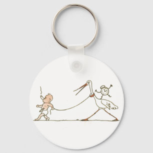 Porte-clés Bébé et cigogne