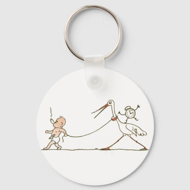Porte-clés Bébé et cigogne (Recto)