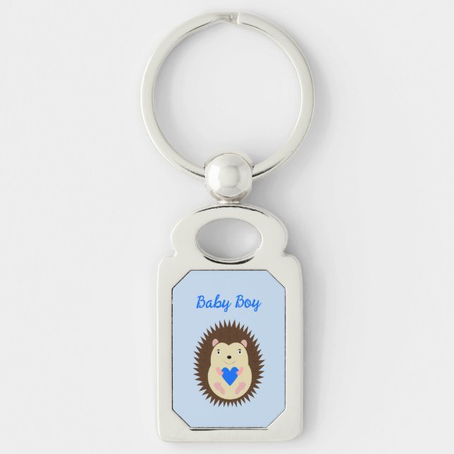 Porte-clés Bébé Garçon Cœur Hérisson Personnalisé (Devant)
