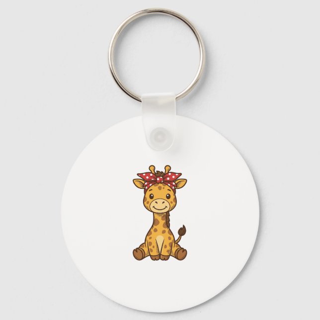 Porte-clés Bébé girafe mignon avec noeud papillon design vect (Recto)