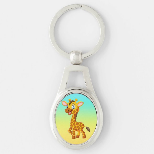 Porte-clés Bébé girafe mignon souriant dessin animé-35280 (Devant)