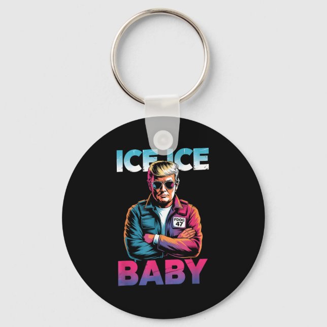 Porte-clés Bébé glace glace rétro drôle trump Bébé glace glac (Recto)