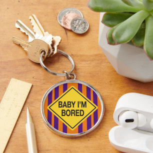 Porte-clés Bébé Je suis Bored Orange Purple Stripes