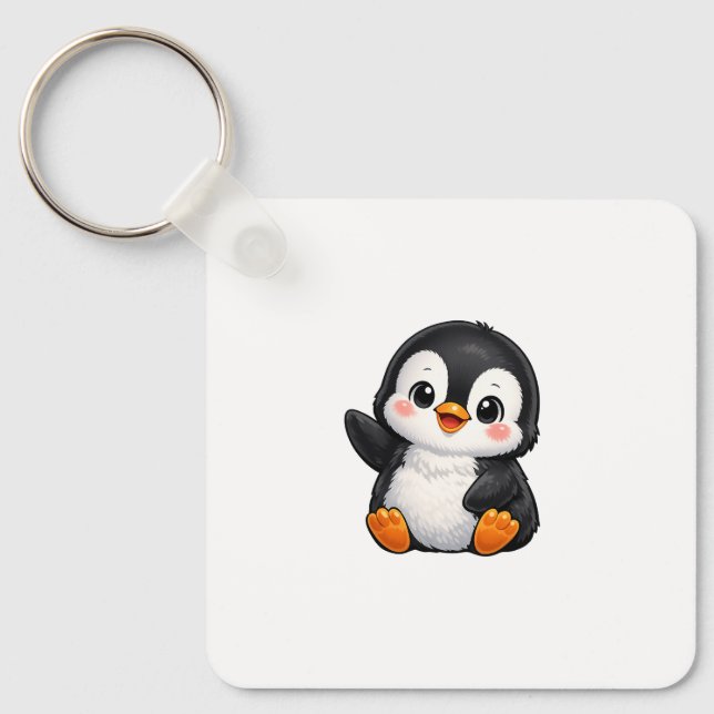 Porte-clés Bébé manchot mignon faisant signe Personnage de de (Recto)