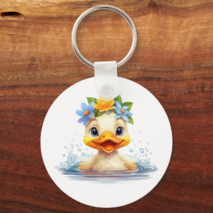 Porte-clés Bébé mignon Canard Canards Fleurs d'animaux amusan