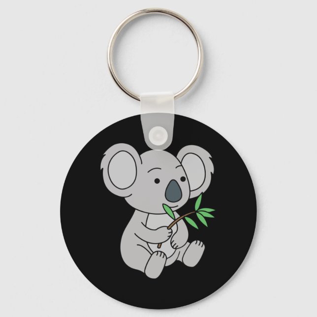 Porte-clés Bébé mignon Koala avec Eucalyptus Feuilles (Recto)