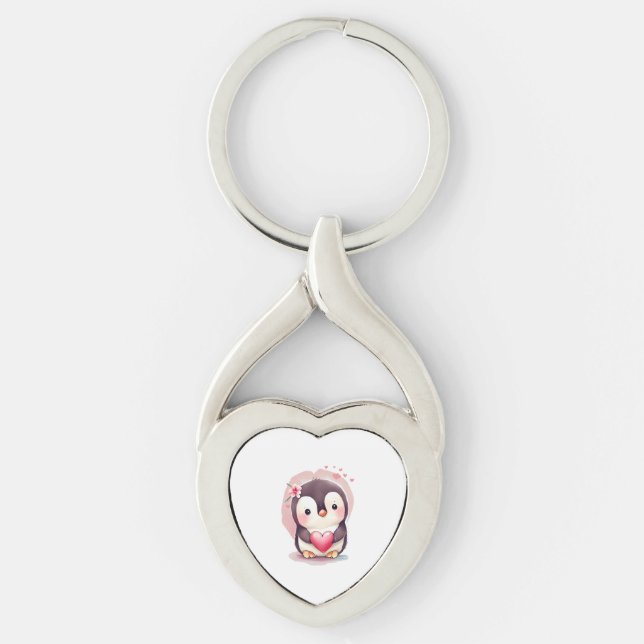 Porte-clés Bébé mignon Penguin Valentines Amoureux des animau (Devant)